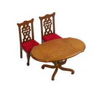 Tmboryuu Miniature Dollhouses Dining Set Table Chair Model 1/12 Scale, Realistic Zakka Vintage Chair Miniature Wooden Accessories