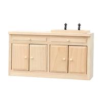 Tmboryuu Miniature Wooden Kitchen Sink Cabinet 1/12 Unpainted Cabinet Craft Project For Customizable Dollhouses Interior Design Kitchen For Dollhouses