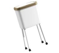 Tmboryuu Modern Indoor Trash Can Kitchen Bin with Press Lid Wheeled Long Leg 15L Large Capacity Can Portable Waste Basket