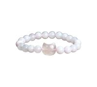 Tmboryuu Natural Gemstones Beaded with Cats Charm Crystal Wristchain Adjustable Handchain Accessories for Ladies Natural Stone Jewelry