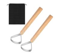 Tmboryuu Pelts Scrapers Wood Handle Fleshing Tool Pelts Hide Tanning Kits with Storage Bag Easy to Use Leather Fleshing Tool