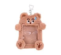 Tmboryuu Plush Photocard Holder with Keychain for Girl Idol Photo Holder Card Protector Animal Pattern Photo Sleeve Sweat Resistant Phone Grip