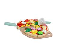 Tmboryuu Pretend Play Wooden Pizza Cutting Set for Preschoolers to Explore Shape and Role Playing Fun Activity Kitchen Play Food Toddler Pretend Food Toy