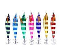 Tmboryuu Squid Jigs Fishing Lures with Shrimp Design for Saltwater Freshwater Angling Shrimp Cuttlefish Jigs Hook Lures Baits Colorful Enameled Metal Rings Accessories