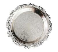 Tmboryuu Sturdy Iron Embossed Serving Platters Ideal for Fruits Snacks and Cakes Feature Artistic Design and Nonslip Bottom Ornamental Iron Retro Serving Dish