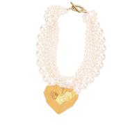 Tmboryuu Sturdy Layering Faux Pearls Necklace Sturdy and Alloy Clavicle Chain Resists Wear Keeps Shines for Everyday Use Versatile White Faux Pearls Multistrand Necklace for Any Outfit From Casual to