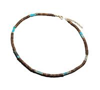 Tmboryuu Stylish Necklace Crafted From Natural Brown Coconuts Shell And Stone Beads Unique Clavicle Chain For Everyday Wear User Friendly Necklace
