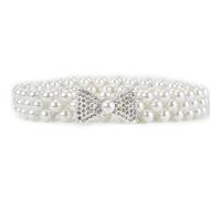 Tmboryuu Stylish Rhinestones and Pearls Waist Embellishment Sophisticated Pearls Beaded Belt Adjustable Waist Adornment Adjustable Length Belt