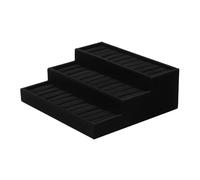 Tmboryuu Textured Vertical Ribbon Jewelry Showcase Box Triple Layer Trapezoid Build Fiberboard for Rings Displays Jewelry Showcase Box