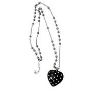 Tmboryuu Trendy Black Round Dot Bowknot Necklace with Beaded Detail for Women Fashion Long Beaded Necklace