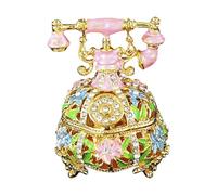 Tmboryuu Wedding Jewelry Display Case Telephone Organizers Storage Box with Elegant Crystal Embellishments Metal Texture Artistic Presentation Case