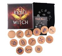 Tmboryuu Witch Sign Stone Sacred Symbol with Instruction and Storage Bag Wood Divination Signs Metaphysical Heal Witch Sacred Symbol Engraved Pocket