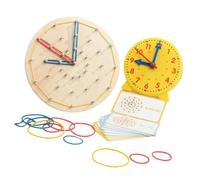 Tmboryuu Wood and Learning Clock for Early Education Time Concepts Shapes Colors Cognitive Development Educational Time Toy