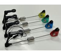 TMC 4 x Drop off illuminated Bite Indicators. Slider Weight, Standard 2.5mm Jacks. Red, Green, Blue & Yellow. Carp and Coarse fishing tackle