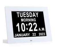 TMC [2025 New Version Digital Day Calendar Clock -Extra Large Date Day Time of Week Clock with 12 Alarm Options for Seniors, Elderly, Dementia, Alzheimer (8-inch)