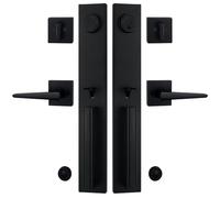 TMC Double Door Handlset for Front Door in Matte Black (Keyed Entry Handle and Dummy Hanlset Set),MDHST2016DB-SK