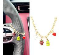TMCLHXYNF Avocado Car Steering Wheel Charm, Cross Strawberry Steering Wheel Chain Charm, Christian Faith Car Accessories, Cars Charms Jewelry,Auto Interior Decor,Avocado Gifts for Women Men Dad