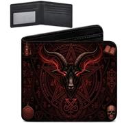 TMCLHXYNF Leather Slim Wallet for Men Medium Size, Baphomet - Blackwood, slim, Minimalist