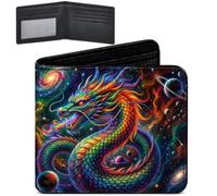TMCLHXYNF Leather Slim Wallet for Men Medium Size, Starry Sky Dragon, slim, Minimalist