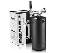 TMCRAFT 128oz Growler Tap System, Pressurized Stainless Steel Mini Keg with Cooler Jacket, Portable Home Dispenser System to Keep Fresh and Carbonation for Draft, Homebrew and Craft Beer (Matte Black)