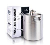 TMCraft 2 Litre Mini Growler Keg Portable Stainless Steel Beer Keg with Hexagonal Spiral Lid for Home Brewing, Crafting and Barrel Beer