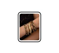 TMDSHS Gold Bangle Bracelets For Women, 4Pcs Western Bohemian Vintage Gold Chunky Stack Leopard Print Bracelet Set For Small Wrists Statement Stackable Cuff Waterproof Jewelry Gift, L, Metal, no