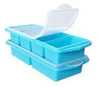 Tmeng 2 Pack Silicone Freezer Molds with Lids,1Cup&2Cup Silicone Freezer Tray with Lids for Meal Prep - Makes 6 Perfect Portions Cubes for Storing 500mL/250mL Ice Cube,Soup,Sauces,Leftovers and More