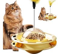 Tmeng Cat Toys Interactive Track Balls,3 in 1 Cat Roller Toy for Indoor Cats,360° Rotating Food Leakage Device，Solve cat Anxiety and Attract Cats to Play (yellow)