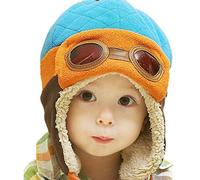 TMEOG Toddlers Cool Baby Boy Girl Kids Infant Winter Pilot Aviator Warm Cap Hat Beanie Earflap Hats 6-36 Months (One Size, Blue)