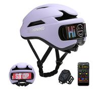 TMEOIIPY Smart App Program Bike Helmet, Back LED Lights Display with USB Rechargeable, Road Bicycle Helmets for Adults: Men, Women, with Turn Signals Remote Control (Purple)