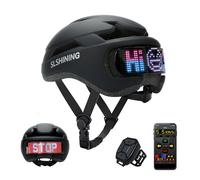 TMEOIIPY Smart App Program Bike Helmet, Back LED Lights Display with USB Rechargeable, Road Bicycle Helmets for Adults: Men, Women, with Turn Signals Remote Control (Black)