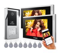 TMEZON WiFi IP Video Door Phone Intercom System for Home,7" IP Touchscreen with 1080P Doorbell,APP/Swipe Card Unlock,Recording and Playback,Motion Detection,4 Wire Technology,for 2 families