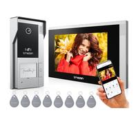 TMEZON WiFi IP Video Door Phone Intercom System for Home,7" IP Touchscreen with 1080P Doorbell,APP/Swipe Card Unlock,Recording and Playback,Motion Detection,4 Wire Technology