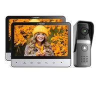 TMEZON Wired Video Door Phone Intercom System, Door Entry System with 2 * 7 Inches Monitors,Video Doorbell Camera with Night Vision,2-Way Audio, Unlock from indoor monitor,For 1-Family house