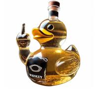 TMFGLERI Funny Middle Finger Duck Bottle,Funny Whiskey Wine decanter,10 Oz Glass Duck Statue Wine Bottle,Wine Decanter Decoration for Bar,Home. (A)
