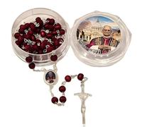 TMFGLERI Pope Leo Xiv Red Rose Petals Scented Wooden Rosary,2025 First American Pope,Handmade Wooden Catholic Rosary,Ideal for Catholic Faithful (1pcs)