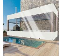 TMGJShd Outdoor Waterproof Curtains, Transparent PVC Cloth, Thickened Tarpaulin With Eyelets, 0.5 mm for Garage Porch Gazebo Terrace. (White/Size: H:2m W:2.2m)