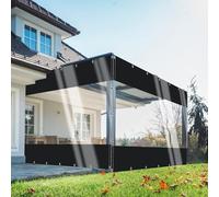 TMGJShd Outdoor Waterproof Curtains, Transparent PVC Cloth, Thickened Tarpaulin With Eyelets, 0.5 mm for Garage Porch Gazebo Terrace. (Black/Size: H:2m W:3m)