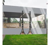 TMGJShd Tarpaulin Outdoor Curtains with Eyelets, Plastic Transparent Curtains with Zipper, 0.5mm PVC Plastic Waterproof Curtains for Garage, Porch, Patio. (Gray(2 zipper) / Size: H:2m W:2.8m)