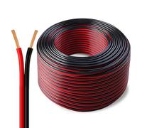 TMH 2pin 2 Color Red Black Cable 100FT - 14 AWG Hookup Electrical LED Strips Extension Wire 15A 12V/24V, 2 Conductor Parallel Strips Extension Wire for Ribbon Lamp Tape Lighting (1 Pcs)
