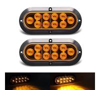 TMH 6" Oval Amber LED Trailer Tail Light Surface Mount 10 LED Waterproof Stop Brake Turn Trailer Lights for Truck RV Bus Lorry Low-High Brightness 12V DC, 2PCS