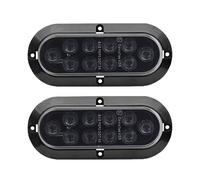 TMH 6" Oval Smoked Lens/Red LED Trailer Tail Light Surface Mount 10 LED Waterproof Stop Brake Turn Trailer Lights for Truck RV Bus Lorry Low-High Brightness 12V DC, 2PCS