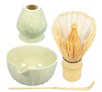 TMHCRDS 4Pcs Handcrafted Bamboo Matcha Whisk Set, Reusable Matcha Tea Set, Matcha Making Kit with Pouring Spout and Stainless Sifter, Bamboo Scoop Exquisite Matcha Kit for Matcha Tea (A)
