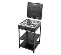 TMHWYP 4 Burner Gas Stove Portable Outdoor Stove with Removable Storage Stand, Heavy Duty Stainless Steel Propane Gas Cooker with Wind Blocking Cover for Camping Picnic Home RV Cooking (no hose)