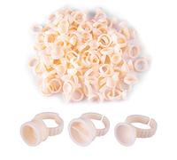 TMISHION 100Pcs Tattoo Ring Cup, Semi-permanent Tattoo Ink Holder for Salon Home Professional Use, Disposable Eyebrow Nail Art Rings Pigments Container Tool (L)