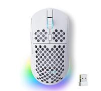 TMKB Falcon M1 Wireless Gaming Mouse, 24000DPI Optical Sensor, 180Hrs Battery, Lightweight, 6 Programmable Buttons, RGB Strip, 2.4G/BT5.2/USB-C Wired for PC/Mac/Laptop - Matte White