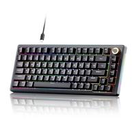 TMKB T81E Mechanical Gaming Keyboard, 75% Gasket Mount Wired Keyboard with Knob & 5-Layer Sound Dampening, Hot-Swappable, RGB Backlit, 82 Keys for Windows/Mac/Linux - Black