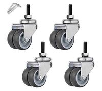 TMKDNNKG 2" Swivel Stemer Wheels Heavy Duty Replacementor,Trolleyniture Rubber Wheels,Double Wheel,Industrial Transporters,Threaded Stem Height 20Mm,Load 150Kg,4 Pack/Universal/M10
