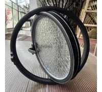 TMKDNNKG 360° Rotatable Round Tempered Glass Shed Window, Replacement Indoor Rotatable Ventilated Windows, Aluminum Pivot Porthole Window, For Bathroom, Kitchen, Bedroom(Black,60cm/23.6in)