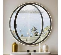 TMKDNNKG 360° Rotating Round Window, Porthole Window Tempered Glass, Flush Mount Shed Window, Aluminum Pivot Casement Window With Handle, For Bathroom, Kitchen, Bedroom(Black,50cm/19.7in)